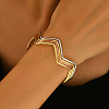 Multi-layer Geometric Wave Pattern Iron Open Cuff Bracelet for Women LS-US3742-3