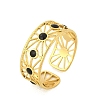 Hollow Out 304 Stainless Steel Enamel Cuff Rings for Women RJEW-G338-11G-4