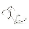 Rhodium Plated 925 Sterling Silver with Clear Cubic Zirconia Stud Earring Findings STER-Q192-01P-2