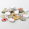 Flower Background Clock Theme Ornaments Glass Oval Flatback Cabochons X-GGLA-A003-18x25-TT-2