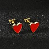 Brass Enamel Stud Earrings for Women EJEW-A126-05B-G-4