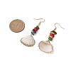 Dyed Shell & Electroplated Conch Shell Dangle Earrings EJEW-JE06061-3