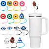 AHADERMAKER 15Pcs 15 Style Evil Eye Theme Silicone Straw Cap SIL-GA0001-17-1