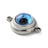 304 Stainless Steel & Acrylic Blue Evil Eye Connector Charms STAS-M091-01P-2