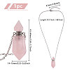 1Pc Natural Rose Quartz Faceted Pointed Bullet Shaped Perfume Bottle Pendant Necklaces NJEW-FH0001-38P-05-2