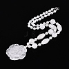 Natural Quartz Crystal Flower Pendant Necklaces NJEW-N064-08B-2