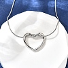 201 Stainless Steel Hollow Heart Pendant Snake Chain Necklaces for Women LS-NJEW-B124-02P-3
