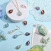 15Pcs 5 Colors Copper Wire Wrapped Natural Amethyst & Brecciated Jasper & Green Aventurine & Rose Quartz & Aquamarine Teardrop Pendants PALLOY-FH00152-5