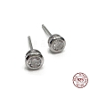 Rhodium Plated 925 Sterling Silver Column Stud Earrings EJEW-K265-02P-1