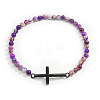 Men's Imperial Jasper Beaded Cross Bracelet MS7461-7-1