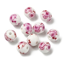 Handmade Printed Porcelain Round Beads PORC-YW0001-05A