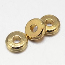 Flat Round Brass Spacer Beads KK-E738-65A-G