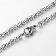 Tarnish Resistant 304 Stainless Steel Rolo Chain Necklaces NJEW-L136-07P