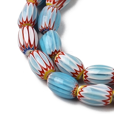 Handmade Millefiori Glass Oval Beads Strands LK-Z001-02A-04-1