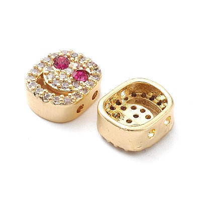 Brass Micro Pave Cubic Zirconia Beads KK-M241-01O-1