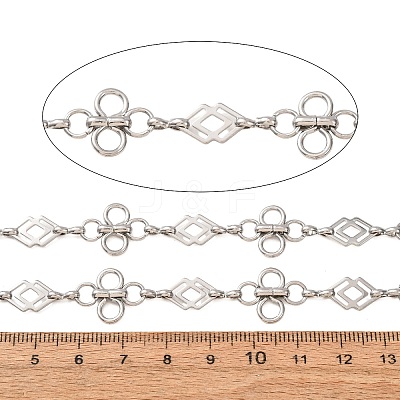 304 Stainless Steel Clover & Rhombus Link Chains SA-CBAE0F2-07P-1