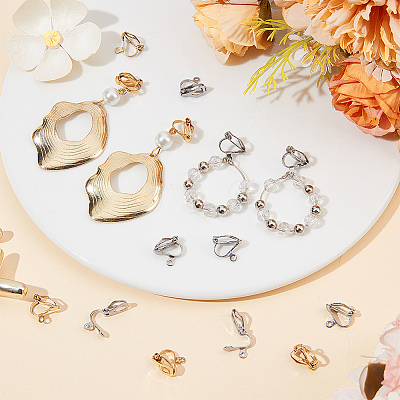 80Pcs 2 Colors 304 Stainless Steel Clip-on Earring Findings STAS-SP0001-24-1