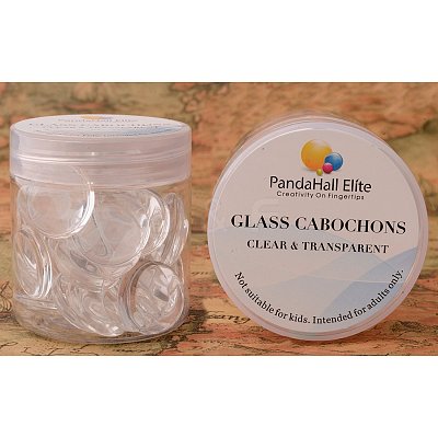 20mm Flat Back Cleared Glass Cabochons Transparent Dome Tile Jewelry Making Supplies for Photo Craft GGLA-PH0001-03A-B-1