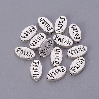 Oval with Faith Tibetan Style Beads X-TIBEB-A32287-AS-RS-1