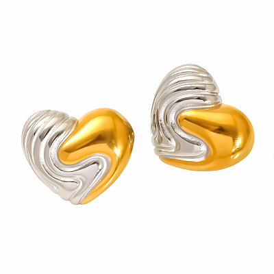 Two Tone 304 Stainless Steel Stud Earrings for Women WGF242D-01-1