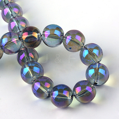 Electroplate Glass Beads Strands X-EGLA-Q062-8mm-A04-1