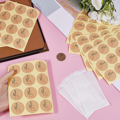 120Pcs Flat Translucent Glassine Waxed Paper Treat Bags Cookie Bags STIC-CP0001-11F-1
