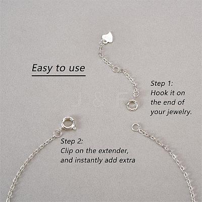 8 Pieces No Buckle Extension Chain Sterling Silver Extender Chains Necklace Bracelet Anklet Removable Chain Extenders Charms for DIY Jewelry Making Accessories JX629A-1
