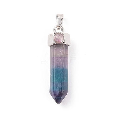 Natural Bullet Fluorite Pointed Pendants G-E308-C11-1