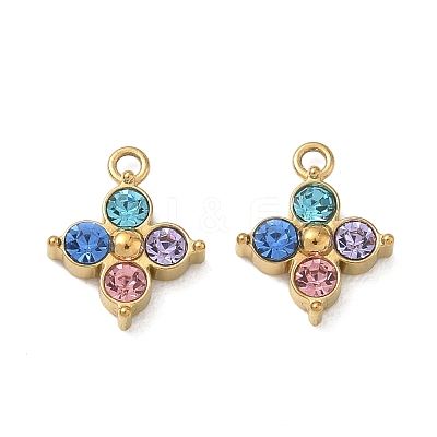 304 Stainless Steel with Rhinestone Pendants SA-CBA49D2-08G-02-1