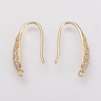 Brass Micro Pave Cubic Zirconia Earring Hooks X-KK-F731-05G-1