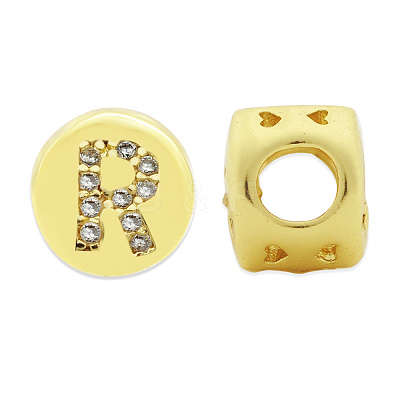 Brass Micro Pave Clear Cubic Zirconia Beads KK-T030-LA843-RX3-1