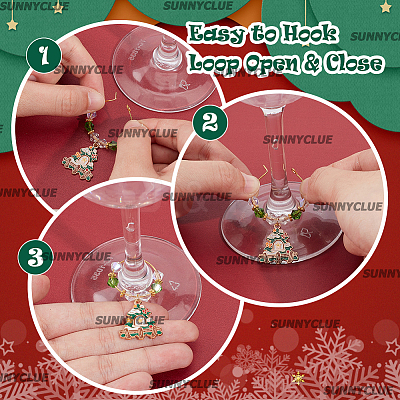 14Pcs Christmas Glass Wine Glass Charms AJEW-SC00006-1