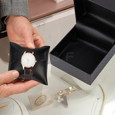 Square Diamond Print Cardboard Jewelry Watch Storage Boxes CON-WH0092-56-1