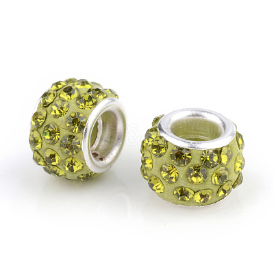 Polymer Clay Rhinestone European Beads CPDL-T001-07-1