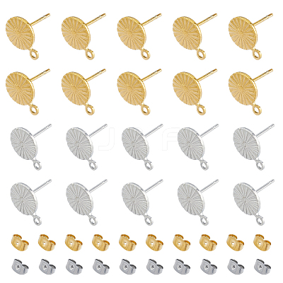 20 Pairs 2 Colors 304 Stainless Steel Stud Earring Findings STAS-HY0001-44-1