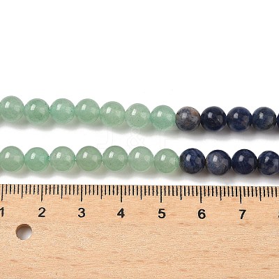 Chakra Natural Red Jasper & Yellow Jade & Green Aventurine & Tiger Eye & Sodalite & Amethyst Beads Strands G-NH0002-E02-6mm-1