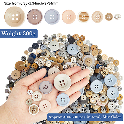 1 Set Flat Round Resin Buttons BUTT-CP0001-05-1