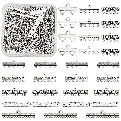 80Pcs 8 Styles Tibetan Style Alloy Chandelier Component Links FIND-GO0003-54-1