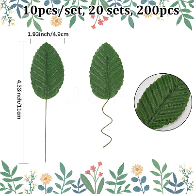200Pcs Silk Cloth Artificial Leafs AJEW-CN0004-07B-1