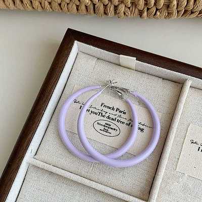 Alloy Epoxy Hoop Earrings FS-WG979F0-14-1