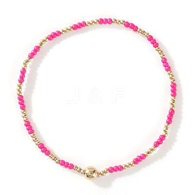 Glass Seed Beads & CCB Beads Stretch Bracelets TB4137-22-1