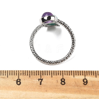 Natural Amethyst & Amazonite Finger Rings RJEW-A068-03P-02-1
