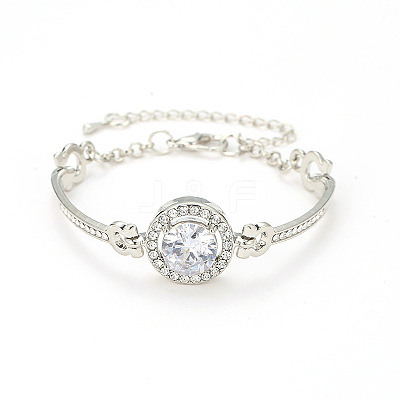 Flat Round Zinc Alloy with Crystal Rhinestone Bangles for Women FS-WG299D2-02-1