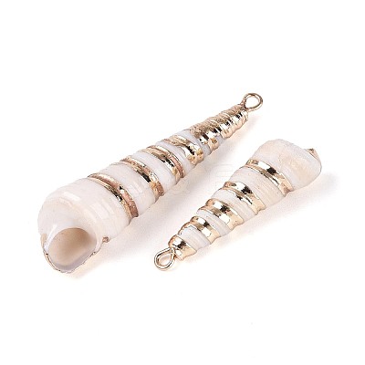 Electroplate Natural Spiral Shell Pendants SSHEL-T018-07-1