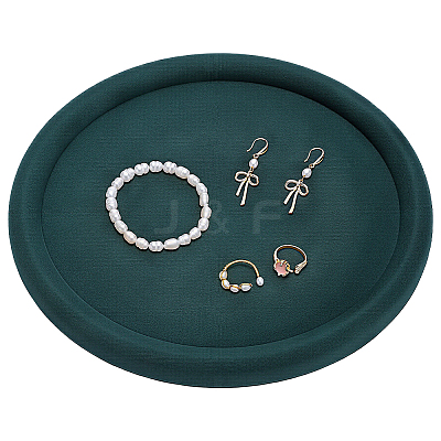 Round MDF Covered with Velvet Jewelry Organizer Display Trays ODIS-WH0099-224-1