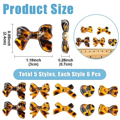 30Pcs 5 Styles Printed Transparent Acrylic Beads TACR-YW0003-46-1