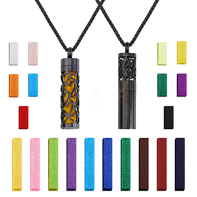 2Pcs 2 Styles Stainless Steel Perfume Bottle Necklaces NJEW-FH0001-30B-1