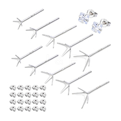 10Pairs 5 Styles 925 Sterling Silver Ear Studs FIND-PH0022-51-1