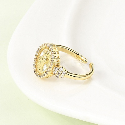 Brass Micro Pave Clear Cubic Zirconia Cuff Open Rings RJEW-Z136-02G-1