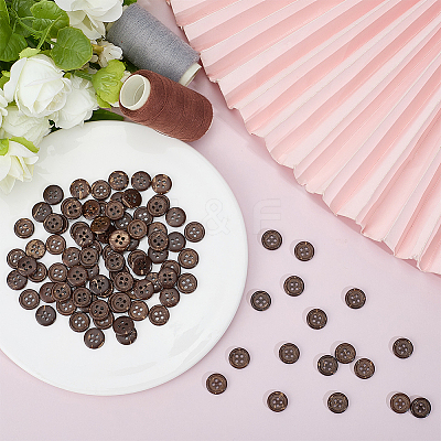 100Pcs 4-Hole Coconut Buttons BUTT-CY0001-30-1